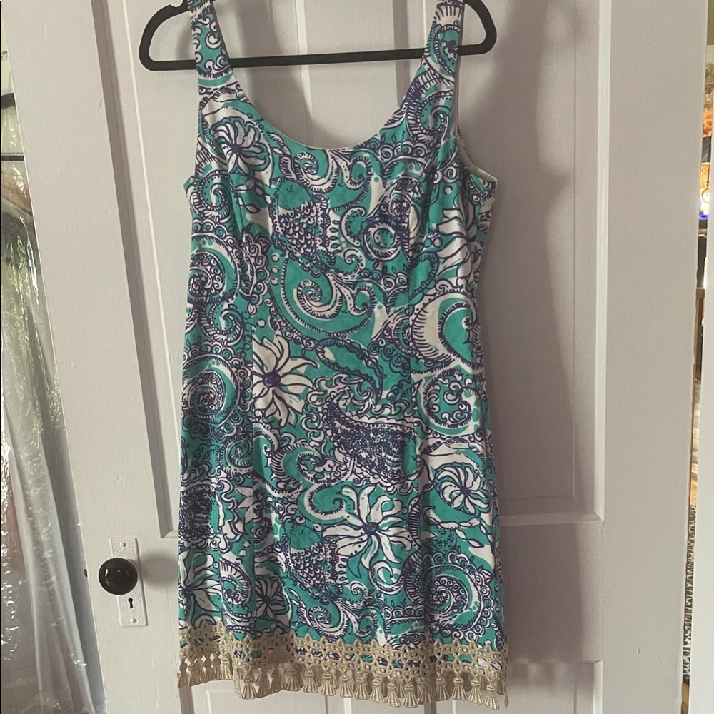Lilly Pulitzer Teal and Navy Paisley Mini Dress